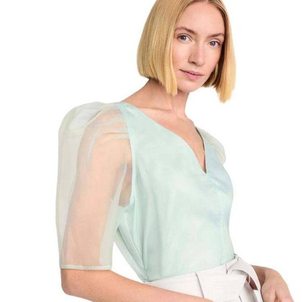 Marie Oliver Addie Short Sleeve Blouse Oasis Seafoam Green S Quiet Luxury Event